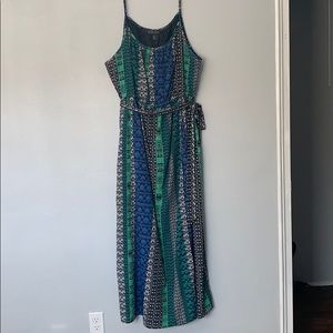 Printed faux wrap maxi dress